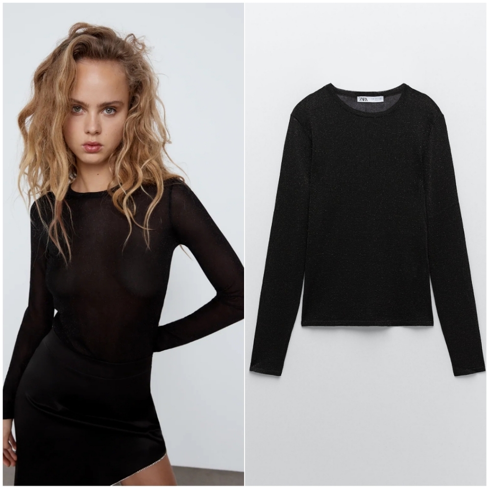 NWT ZARA | Metallic Thread Knit Top